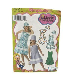 Simplicity 4721 Girls Dress & Hat Sewing Pattern Size 3-6 Lizzie McGuire